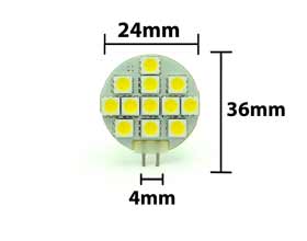 3 watt G4 LED bulb â€“ 12 LED dimensions