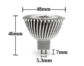 MR16 3w 30 degree LED Bulb dimensions