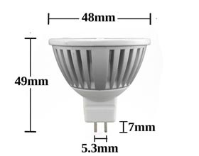 MR16 5w 4100k LED bulb dimensions