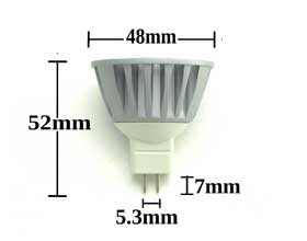 MR16 3w 30 degree LED Bulb dimensions