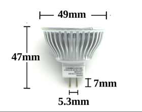 MR16 5w 45 degree LED Bulb dimensions