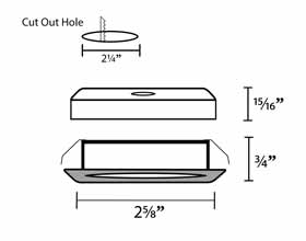 Square Recessed or Surface Mounted LED Cabinet Light light dimensions